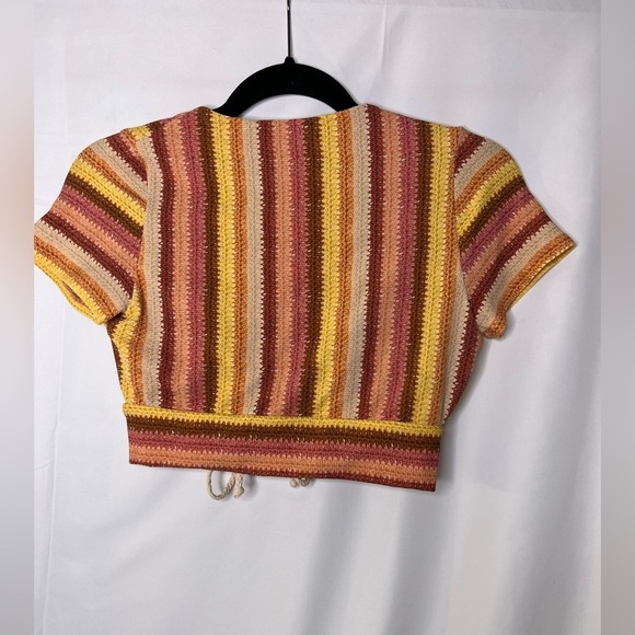 Robin Piccone Lyra Stripe Cap Sleeve Bikini Top Size Medium - Picture 5 of 8